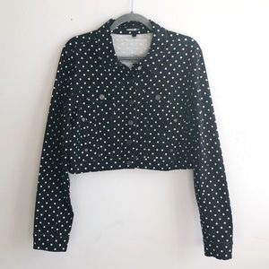 Hangar-29 Cropped Jacket Polka Dots Sz XL GUC Black & White
